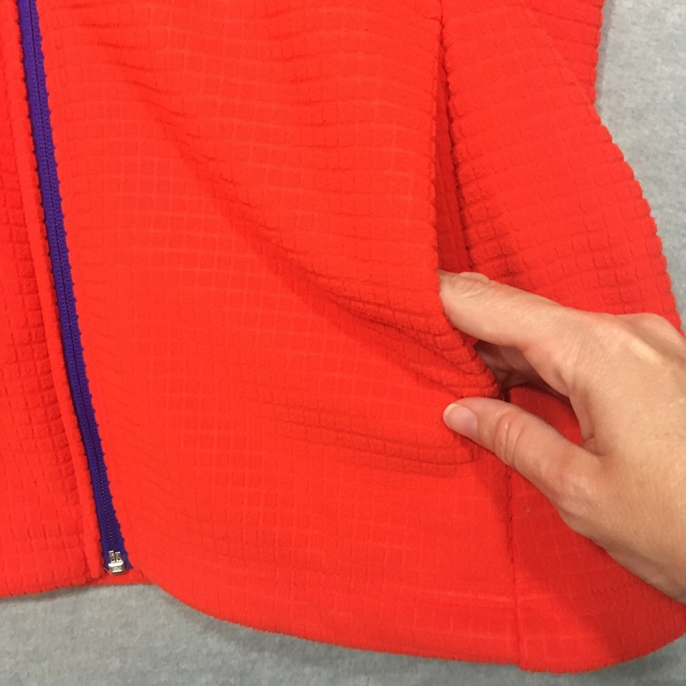 Lands End Womens XL Grid Fleece Full Zip Up Jacket Orange Blue Colorful EUC - Picture 10 of 12